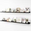 Picture Ledge Shelf, Wood Long Floating Shelves for Wall, Set of 2, 56 inch Picture Ledge Shelves, Photo Ledge Nursery Book Shelves Wall Mounted for Living Room Kids' Room Bedroom, Color Black-Ruum Studio Home