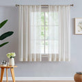 FMFUNCTEX Linen Sheer Curtains for Bedroom, Beige Curtains 45 inches Long for Living Room, Natural Flax Blend Window Draperies for Farmhouse Curtain, Rod Pocket 2 Panels-Ruum Studio Home