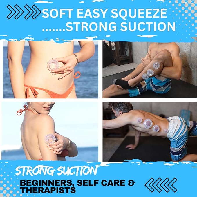 Cupping Warehouse Supreme 4 Intermediate Pro 5560 Beginner Silicone Cupping Set – 4 Cups for Body Sculpting, Massage Therapy, Pain Relief, Cellulite Reduction (S1.3, M1.6, L2.1, XL2.75)-Ruum Studio Home