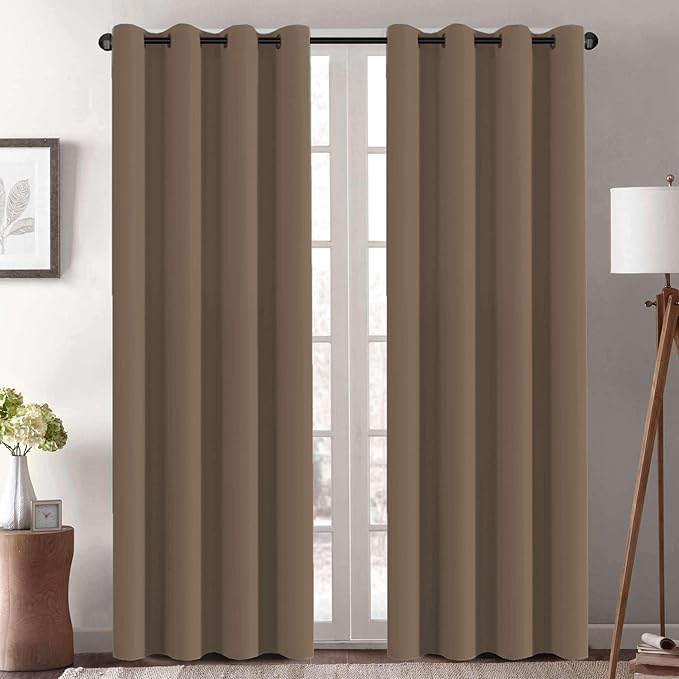 H.VERSAILTEX Thermal Insulated Blackout Window Panels Microfiber Formaldehyde-Free Kids Curtains for Holiday Season Home Decoration,Grommet Top,52 by 96 - Inch - Macchiato - Set of 2-Ruum Studio Home