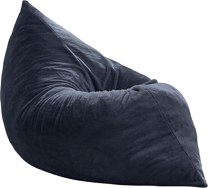 Hobestluk 3 in 1 Bean Bag Chair Giant Bean Bag Chairs for Adults with Plush Faux Fur Cover Convertible Bean Bag Floor Cushion with Machine Washable Cover for Living Room (Plush Dark Grey)-Ruum Studio Home