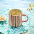 Vibrant Striped Ceramic Coffee Mug - Unique Red Design, 12oz, Microwave & Dishwasher Safe, Perfect for Daily Brews tea or coffee-Ruum Studio Home