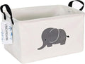 LANGYASHAN Rectangular Storage Bin Collapse Canvas Fabric Cartoon Storage Basket with Handles for Organizing Home Kitchen Boys and Girls Toys Office Closet Shelf Baskets (REC Elephant)-Ruum Studio Home