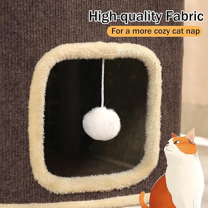 Empet Cat House for Indoor Cats Beds, Multi-Level Cat Condo, Foldable Cave Bed Brown, 2L-Ruum Studio Home