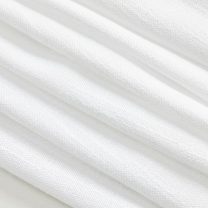 MYSKY HOME White Sheer Curtains 63 inch length Light Filtering Semi Sheer Curtains for Bedroom Short Window Treatment Privacy Protect Drapes Set, Back Tab Boho Farmhouse Linen Soft, 50" Wide, 2 Panels-Ruum Studio Home