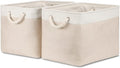 Bidtakay Beige Storage Basket Large Fabric Cloth Baskets [2-Pack] Tall Rectangular Shelf Baskets 16X11.8X11.8 in Canvas Collapsible Storage Bins with Handles for Organizing Living Room(White&Beige)-Ruum Studio Home