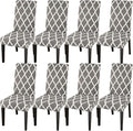 JQinHome Dining Room Chair Covers Set of 8, High Stretch Chair Slipcover Removable Washable Chair Seat Protector Cover for Home Party Hotel Wedding Ceremony (Grey White)-Ruum Studio Home