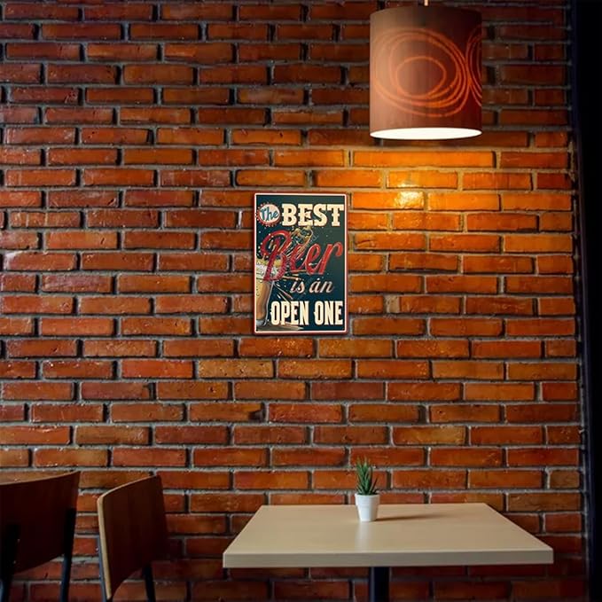 "The Best Beer is an Open One" Funny Bar Sign or Man Cave Decor | 12x8″ Durable Vintage Metal Beer Signs Wall Decorations for Home Bar/Basement/Garage/Mancave, 2347-Ruum Studio Home
