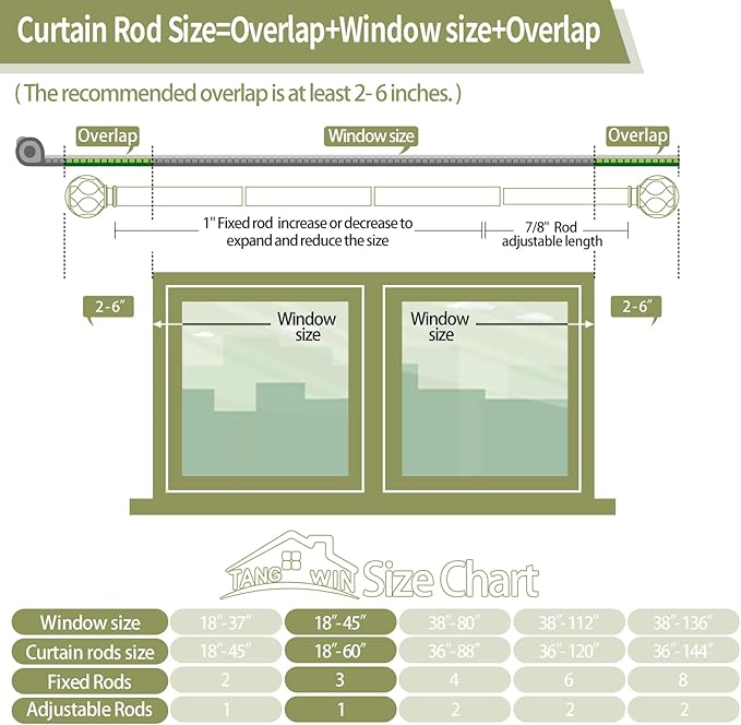 Silver Adjustable Curtain Rods for Windows:18-60 Inch Farmhouse Heavy Duty Curtain Rod for Bedroom Living Room,Boho Decorative Rustic Drapery Rods with Vintage Coastal Finial,Antique Silver-Ruum Studio Home