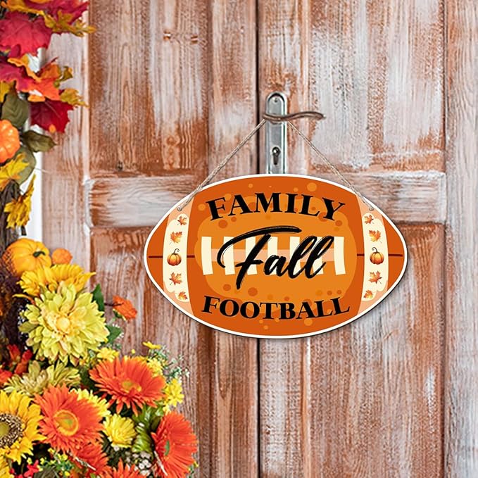 Autumn Wooden Signs, Rustic Thanksgiving Decoration, Home Interior And Exterior Decor, Autumn Harvest Thanksgiving Home Decor (Football), Housewarming Gift-Ruum Studio Home