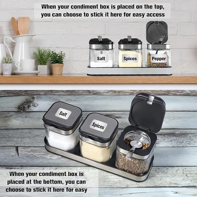XIUDI Condiment Seal Jar Spice Container with Lids and Spoons，Clear Glass Condiment Canisters Pots Seasoning Box Salt Container Sugar Bowl Set of .Used in Kitchen, Coffee Table,Set of 3-Ruum Studio Home