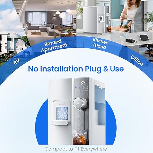 Ice Maker Water Filter Dispenser, 3 in1 Countertop Instant Hot & Cold Water -7 Stage Purification with Remineralization 7 Temperature & 5 Dispensing Volume Options Portable No Installation.-Ruum Studio Home