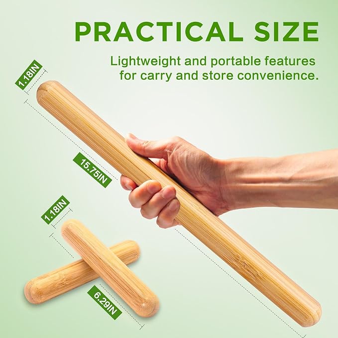 3PCS 100% Natural Solid Bamboo Massage Sticks,GuaSha Bamboo Massage Rollers for Back,Legs,Full Body,Deeply Deep Tissue Massage,Muscle Relax,Body Shaping,Portable Therapy Set(with Storage Bag)-Ruum Studio Home