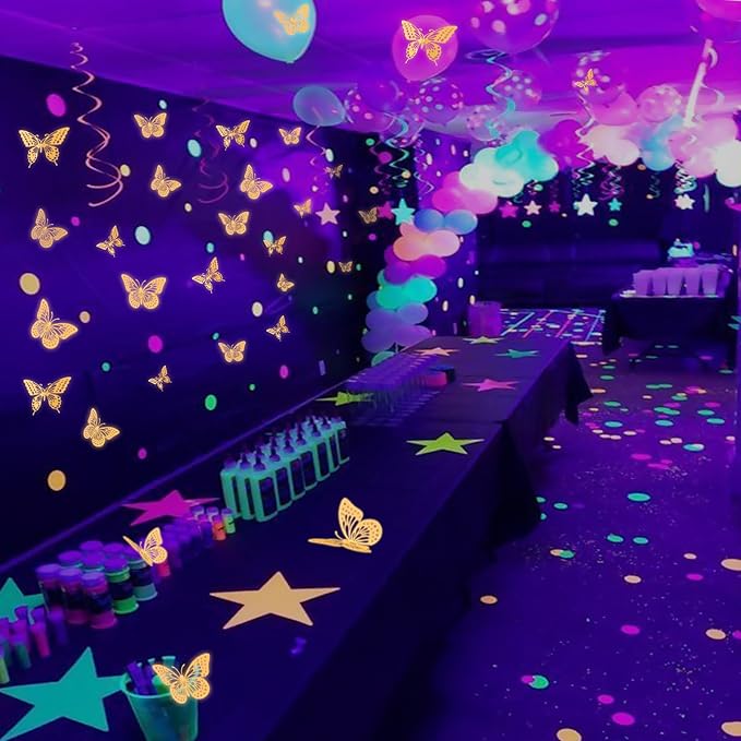 SAOROPEB Glow in The Dark 3D Butterfly 24 Pcs 3 Sizes, Luminous Butterfly Stickers for Ceiling or Wall, Glow in The Dark Party Supplies, Removable Luminous Stickers for Kids Babys Nursery (Orange)-Ruum Studio Home