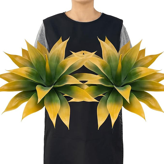 Artificial Agave Plants,Large UV Resistant Fake Agave Planters for Indoor and Outdoor Decorating Tropical Plant Succulents Greenery Indoor Decor (2Pack,18" Yellow)-Ruum Studio Home