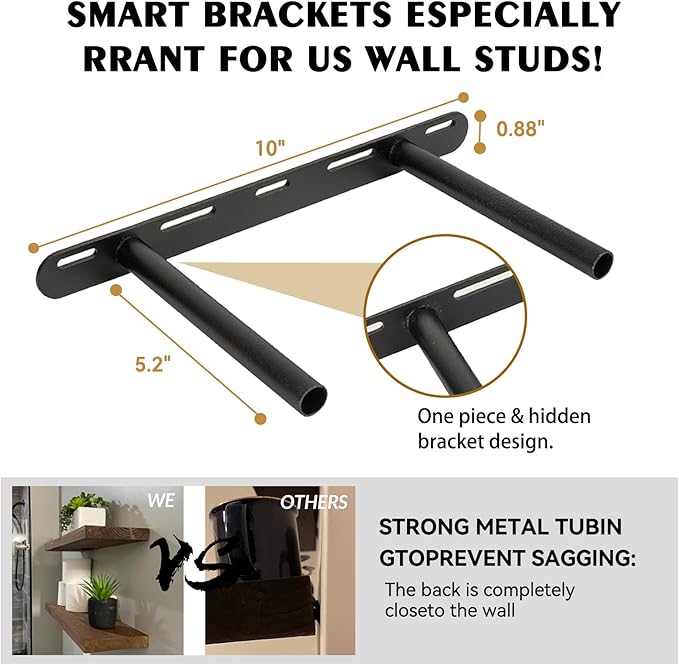 BGMG Wood Floating Shelves for Wall 16 inch Set of 2, Rustic Wooden Wall Mount Shelves for Living Room Bedroom Kitchen Farmhouse-16x6.7x1.25 inch- Gold Oak-Ruum Studio Home