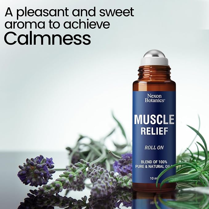 Muscle Relief Essential Oil Roll-On 10 ml - Pure Natural Blend for Sore Muscles, Aches & Recovery - Easy Roller for Athletes & Active Lifestyles - Nexon Botanics-Ruum Studio Home