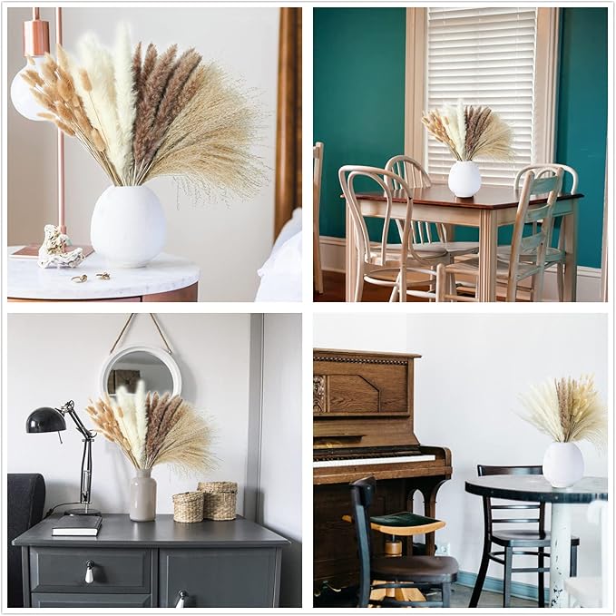 300 PCS Dried Flower Bouquet – Pampas Grass, Floral Decor for Home, Wedding, and Boho Style | Perfect for Vases, Fall, Spring, Summer, and Winter Arrangements-Ruum Studio Home