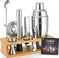 Bartender Kit Cocktail Shaker Set with Stand Bar Tool Bar Set for Drink Mixing Home Bartending Kit 11-Piece Bar Cart Accessories: Martini Shaker, Mixer Spoon, Jigger, Muddler, Strainer & Recipes Gifts-Ruum Studio Home
