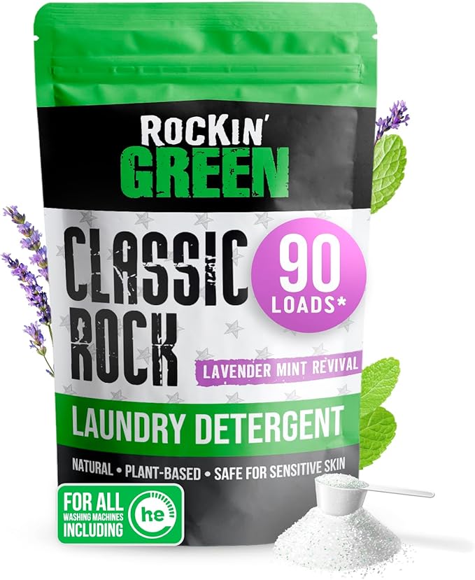 Rockin' Green Classic Rock Laundry Detergent Powder (90 Loads) - All Natural Laundry Detergent - Sensitive Skin Laundry Powder (Lavender Mint Revival)-Ruum Studio Home