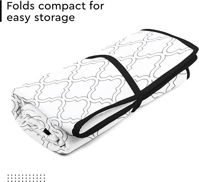 Encasa Homes Ironing Mat/Pad (Large 48"x28") with 3mm Padding & Silicone Iron Rest for Steam Pressing on Tabletop or Bed - Heat Resistant, Portable, Quilting & Travel Blanket - White Tiles-Ruum Studio Home