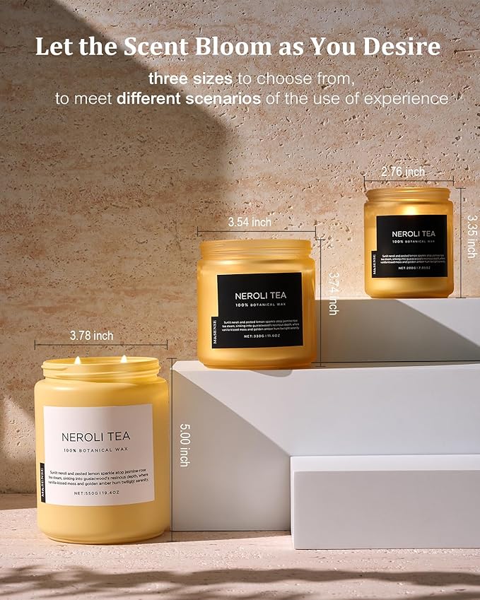 M&SENSE Neroli Tea Scented Candle, 19.4oz 110 Hours Long Lasting Burn 2 Wick Non Toxic Natural Soy Wax Candle for Women, Slow Burning Home Fragrance Gifts for Stress Relief & Relaxing-Ruum Studio Home