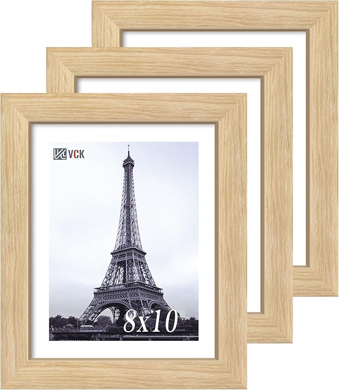 VCK 8x10 Oak Wood Frame for Picture, Natural Solid Wood Photo Frames 3 Pack, Wall Gallery Frame-Ruum Studio Home