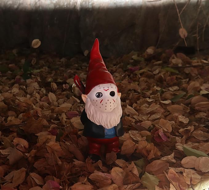 Horror Garden Gnome Decor - 5.5" Halloween Outdoor Statue, Spooky Valentines Gifts & Creepmas Collectible (Weatherproof Resin)-Ruum Studio Home