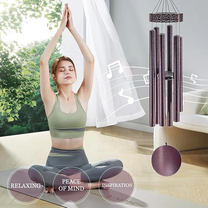 Large Wind Chimes with 6 Heavy Tubes for Outside Deep Tone - 48" Wind Chimes Outdoor Clearance, Deep Tone, Windchimes Outdoors, Memorial, Sympathy Gift, Garden Patio Yard, Home Decorate-Bronze-Ruum Studio Home