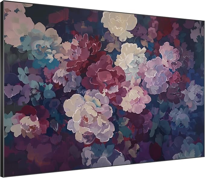 SIGNWIN 46"x60" Extra Large Framed Wall Art Bold Peony Bloom in Colorful Impressionist Style, Lush Floral for Home Living Room Bedroom Decor (Frame Assembly Required)-Ruum Studio Home