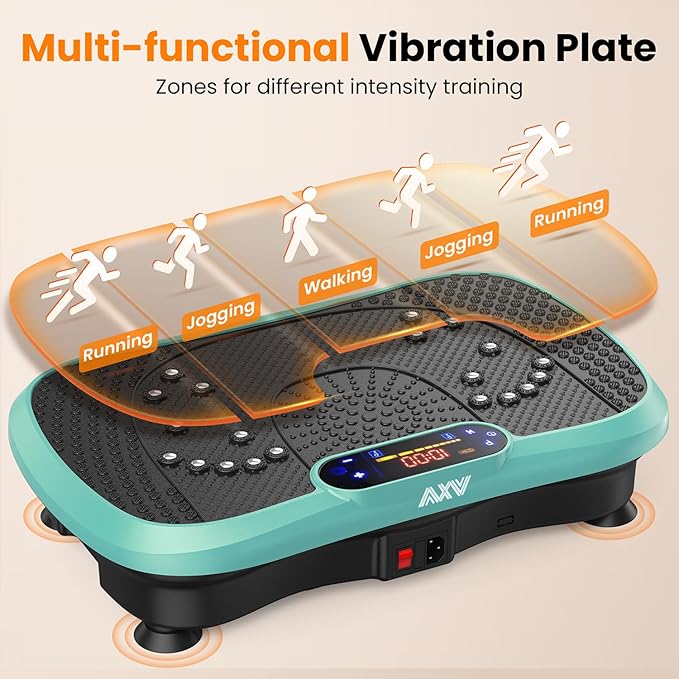 AXV Vibration Plate Fitness Platform Exercise Machine Vibrating Lymphatic Drainage Shaking Full Body Shaker Workout Vibrate Stand Shake Board Sport Gym for Weight Loss Fat Burner for Women Men-Ruum Studio Home