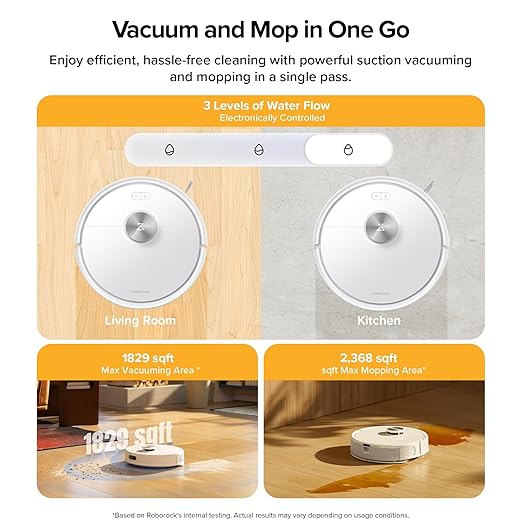 roborock Q7 M5+ Robot Vacuum and Mop, Upgraded from Q5 Max+, 7 Weeks Self-Emptying, 10000Pa Suction, Dual Anti-Tangle System, for Pet Hair & Carpet, PreciSense LiDAR Navigation, App Control, White-Ruum Studio Home