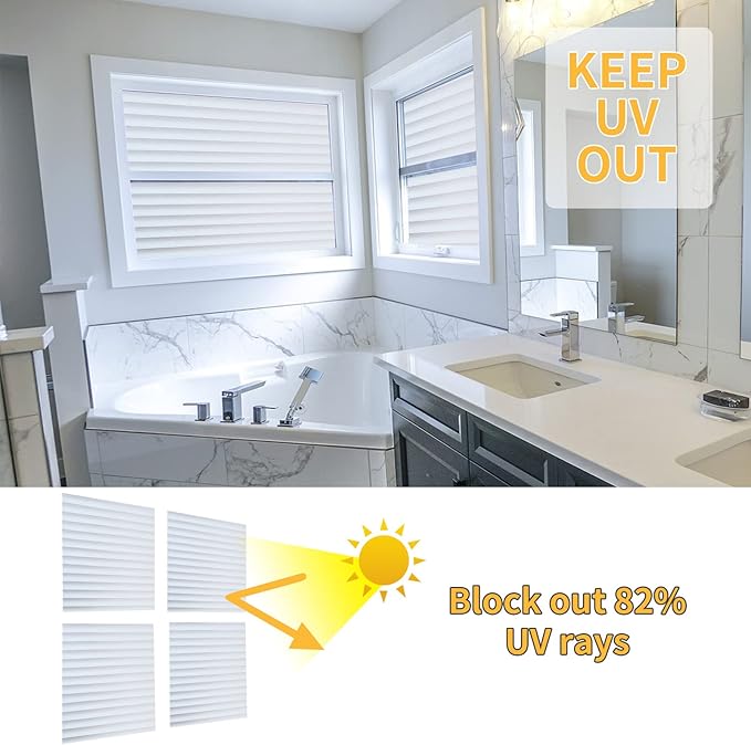 Window Privacy Film with Installation Tools, Blinds Pattern, Static Cling, Anti UV, Heat Control, Ideal for Home Shower Office Glass Door (Blinds Pattern, 23.6X157.4Inch)-Ruum Studio Home