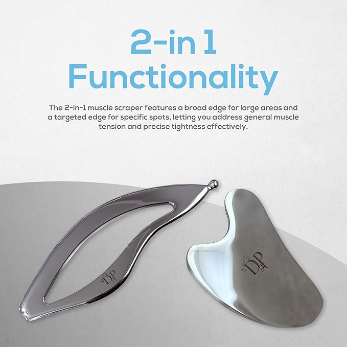 Muscle Scraper Tool – 2-in-1 Stainless Steel Fascia Scraper for Deep Tissue Massage & Muscle Relief - Gua Sha Body Tool for Soreness - Ergonomic IASTM Tool for Athletes & Physical Therapy-Ruum Studio Home