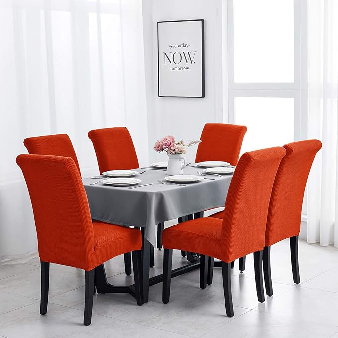 Joccun Chair Covers for Dining Room Set of 4, Dining Chair Slipcovers Stretch Dining Room Chair Covers Seat Protector,Parsons Chair Cover for Home,Hotel,Banquet(Pureed Pumpkin,4 Pack)-Ruum Studio Home
