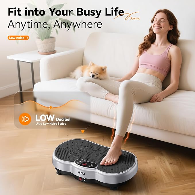 Vibration Plate Exercise Machine - 300 lbs Weight Capacity, 120 Speed Levels, 9 Workout Modes for Home Fitness, Muscle Toning & Weight Loss-Ruum Studio Home