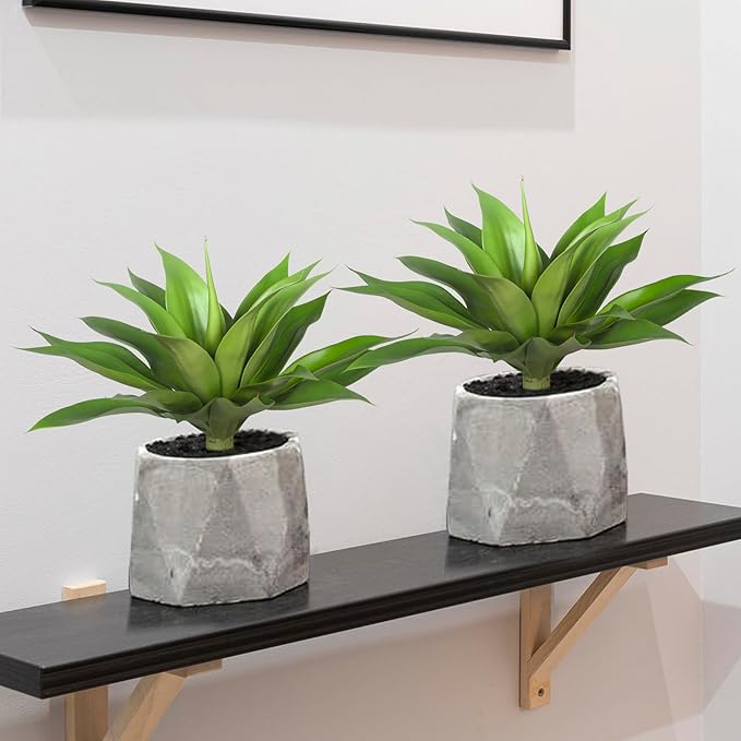Artificial Agave Plants,Large UV Resistant Fake Agave Planters for Indoor and Outdoor Decorating Artificial Plants for Outdoors Fake Plants (2Pack, 18"-Ruum Studio Home
