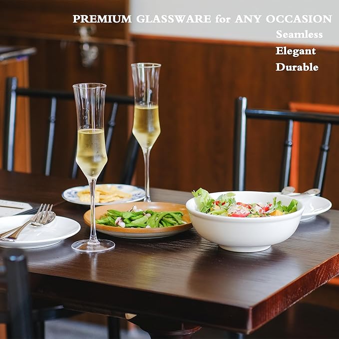 Champagne Flutes Set of 6 - Hand Blown Crystal Champagne Glasses With Long Stem - 7 oz Elegant Sparkling Wine Stemware - Unique Gift for Birthday,Wedding,Mother's Day,Housewarming-Ruum Studio Home