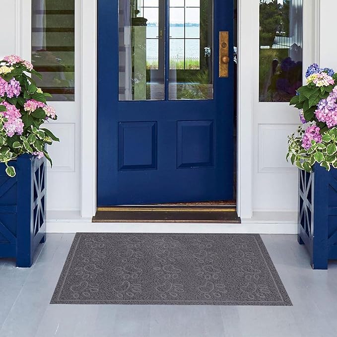 Door Mat Home Welcome Mats Outdoor and Indoor, Heavy-Duty Low-Profile Non-Slip Front Welcome Mat for Home Entrance, Outside Entry, Yard, Floor, Patio (Grey, 36x24)-Ruum Studio Home