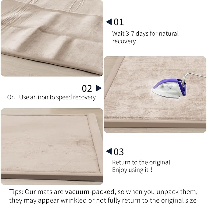 ACOMOPACK Baby Play Mat for Floor 1.3" Thick Memory Foam Play Mat 71"×79" Tummy Time Crawling with Non-Slip Bottom for Living Room,Nursery,Soft Velvet Playpen Mats for Kids,Infants（Beige）-Ruum Studio Home
