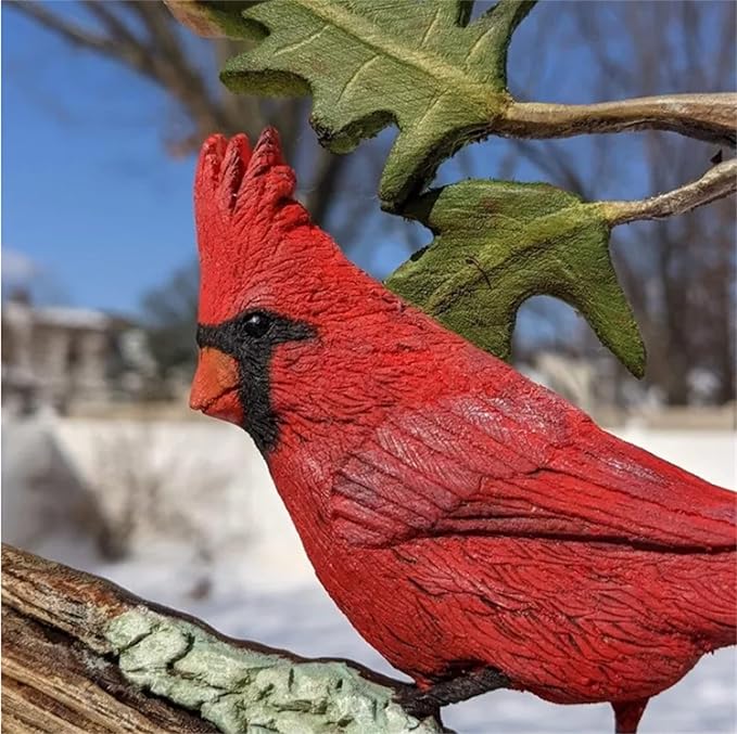 Cardinal Wood Carving - Handmade 'Cardinals Appear When Angels are Near', Unique Original Art Carving Work Statue Decor Small Animal Sculpture Art Wood Miniature-Ruum Studio Home