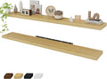 Fun Memories 72 Inch Floating Shelves for Wall 2 Pack Shelves for Bedroom|Kitchen|Bathroom 72 x 9.3 Inch Wood Floating Shelf with Invisible Brackets for Books|Storage|Decor, Oak-Ruum Studio Home