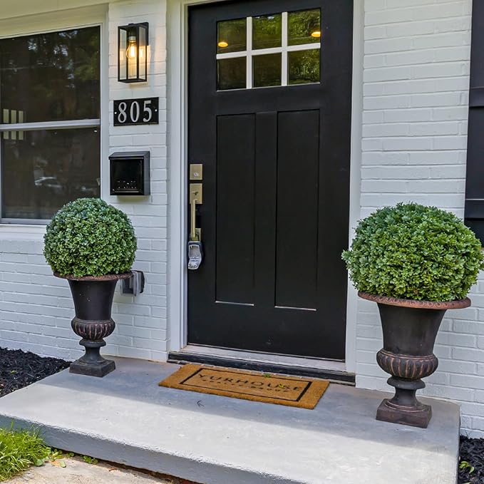 2 Pack 24.5inch Artificial Topiary Ball Plants, Faux Boxwood Ball in Pot, Fake Outdoor Plant for Front Door Decor, Home Decor, Garden, Wedding Decor-Ruum Studio Home
