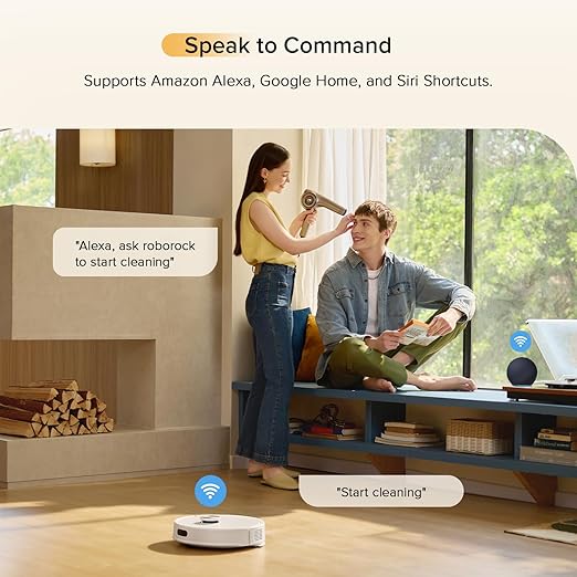 roborock Q7 M5 Robot Vacuum and Mop Combo, 10,000Pa HyperForce Suction, Robotic Vacuum Cleaner, Dual Anti-Tangle System, APP-Controlled Mopping, LiDAR Navigation, for Pet Hair and Carpet, White-Ruum Studio Home