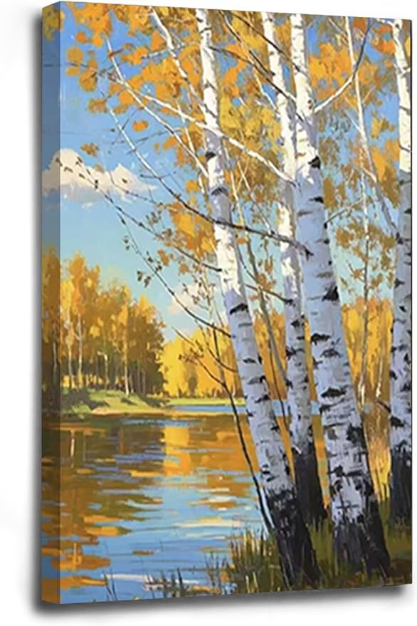 Poplar trees beside the blue sky and white clouds are suitable for living rooms bedrooms and offices Landscape posters and wall paintings-Ruum Studio Home