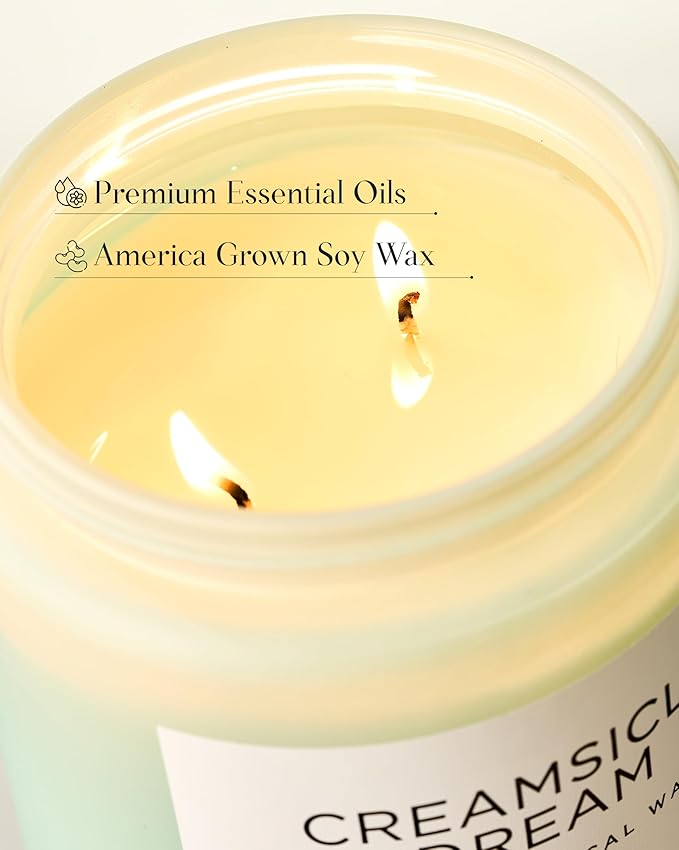 M&SENSE Orange Creamsicle Scented Candle, 19.4oz 110 Hours Slow Burning Non Toxic Natural Soy Wax 2 Wick Candle for Home Scented, Long Lasting Home Fragrance Gifts for Housewarming & Anniversry-Ruum Studio Home