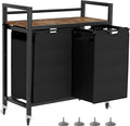 Laundry Hamper, Laundry Basket, Laundry Sorter with 2 Removable Bags, Clothes Basket with 2 Compartments, Wheels, Shelf for Laundry Room Bathroom Bedroom (2 Bags-Black)-Ruum Studio Home