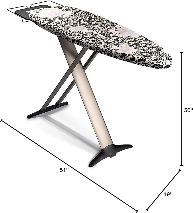 Bartnelli Pro Luxury Ironing Board - Extra Wide 62x19” Steam Iron Rest, Adjustable Height, T-Leg Foldable, European Made-Ruum Studio Home