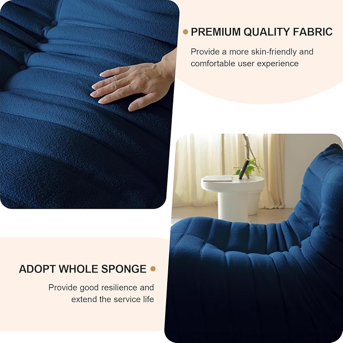 Luxury Ottomans, Modern Square Foot Rest for Sofa Couch Chair, Lazy Floor Seating, Fireside Bean Bag Chair, Tatami Sofa Lounger for Living Room, Bedroom, Office, Black-Ruum Studio Home