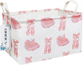 Rectangular Folding Laundry Basket,waterproof Canvas Basket,gift basket,Suitable for children's room,Office,Clothes,Toys Storage(Pink lace dance shoes)-Ruum Studio Home